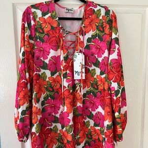 NWT show me your mumu floral lightening bird plus size tunic